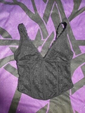 Garage Black Lace Bustier Top